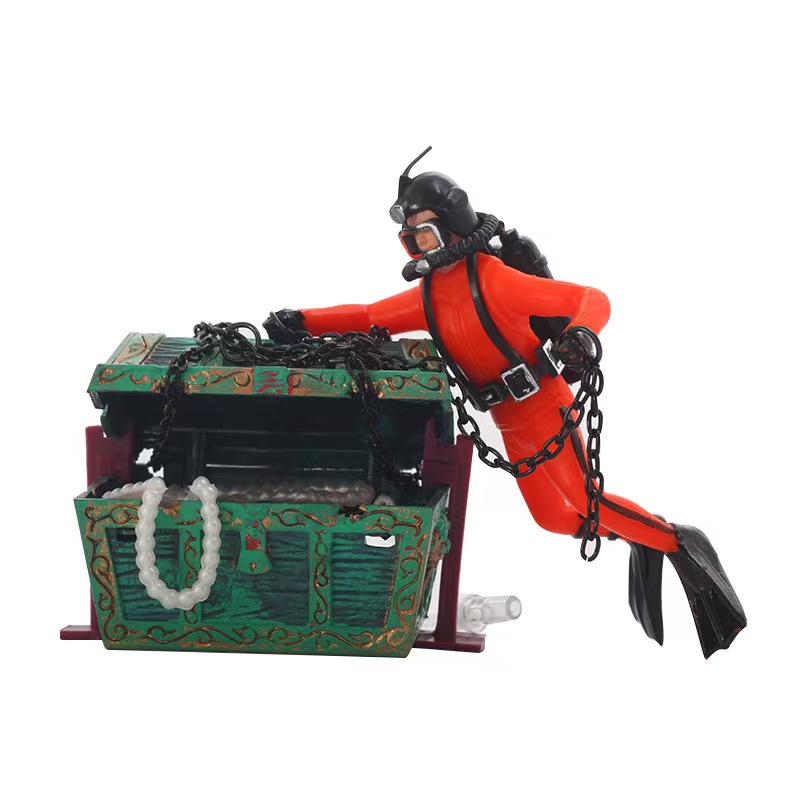 Aquarium Fish World - Ornement d'aquarium Treasure Frogman World of