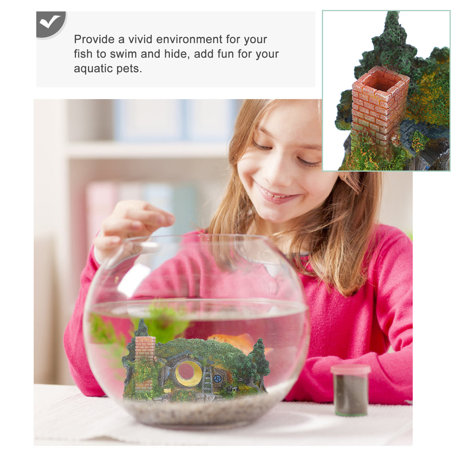 Aquarium Fish Low Maintenance - 1 pièce d'ornement d'aquarium en résine,